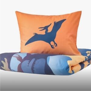 IKEA JÄTTELIK Twin Bedding - Orange & Navy Duvet Cover & Queen Size pillow case